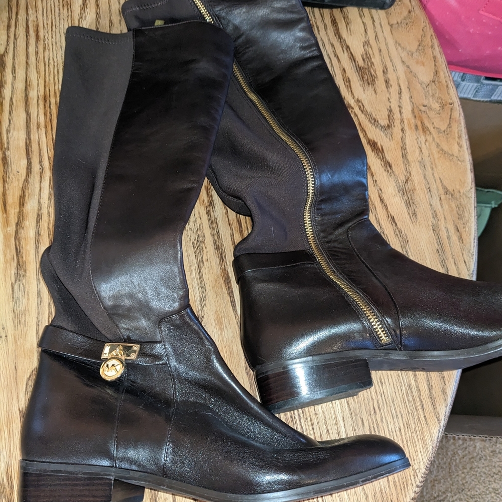 MICHAEL KORS Leather Knee High Boots - Brown - Size 10M PW15E